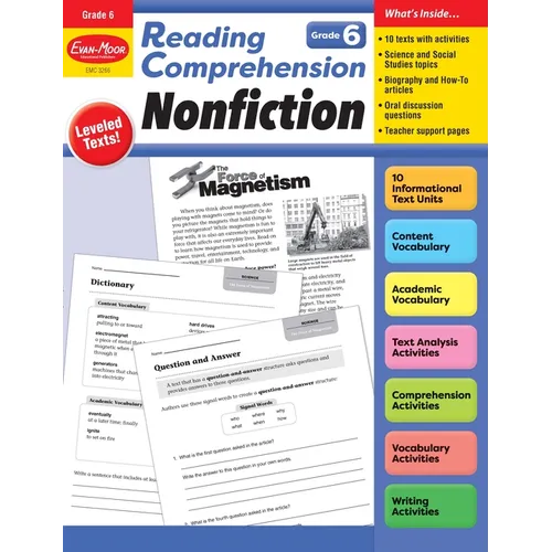 Reading Comprehension: Nonfiction, Grade 6 Teacher Resource - Paperback