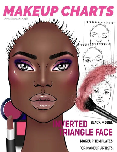 Makeup Charts - Face Charts for Makeup Artists: Black Model - INVERTED TRIANGLE face shape - Paperback