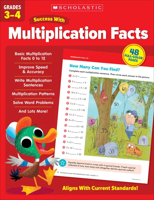 Scholastic Success with Multiplication Facts Grades 3-4 Workbook - Paperback