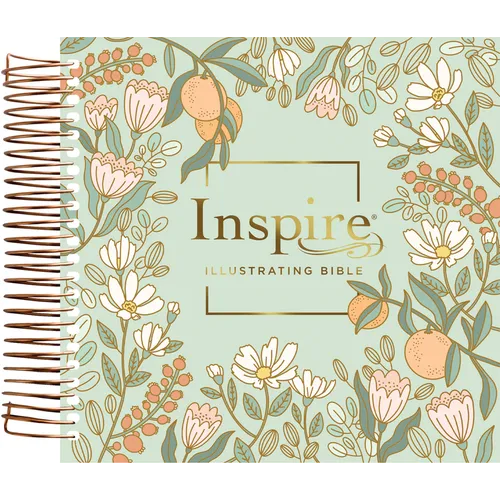 NLT Dayspring Inspire Illustrating Bible (Spiral Bound, Mint Floral Garden, Filament Enabled) - Spiral