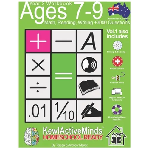 Year 3 Workbook, Ages 7-9 Math, Reading, Writing - Vol1, +3000 Questions: Australian Content, Answer Keys, Timing and Scoring, Helpful Hints & Knowled - Paperback