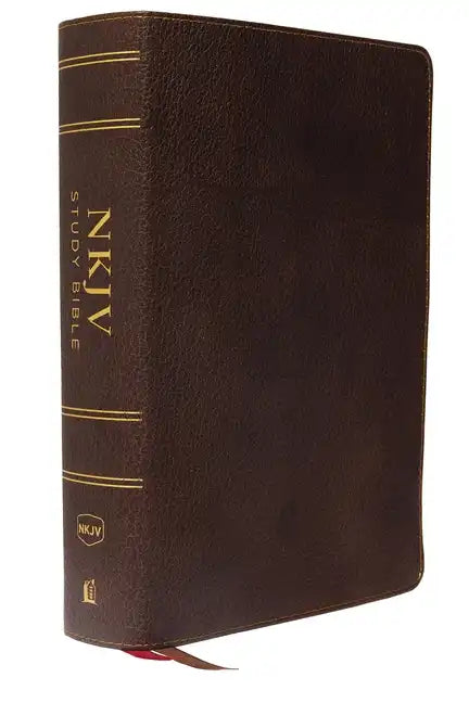 NKJV Study Bible, Premium Calfskin Leather, Brown, Full-Color, Red Letter Edition, Comfort Print: The Complete Resource for Studying God's Word - Leather