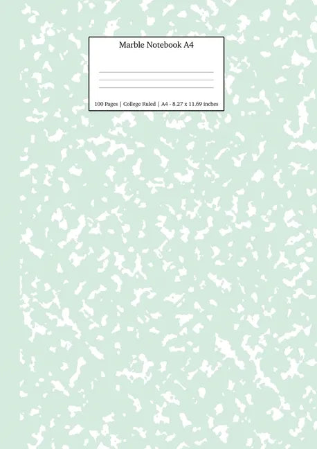 Marble Notebook A4: Mint Green College Ruled Journal - Paperback