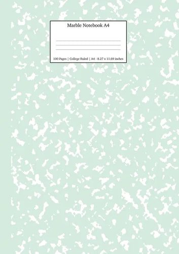 Marble Notebook A4: Mint Green College Ruled Journal - Paperback