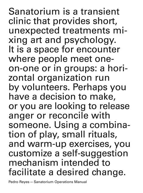 Pedro Reyes: Sanatorium Operations Manual - Paperback