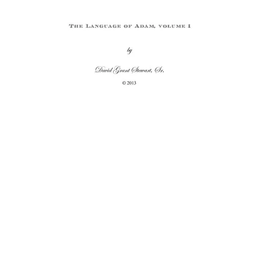 The Language of Adam, volume 1 - Paperback