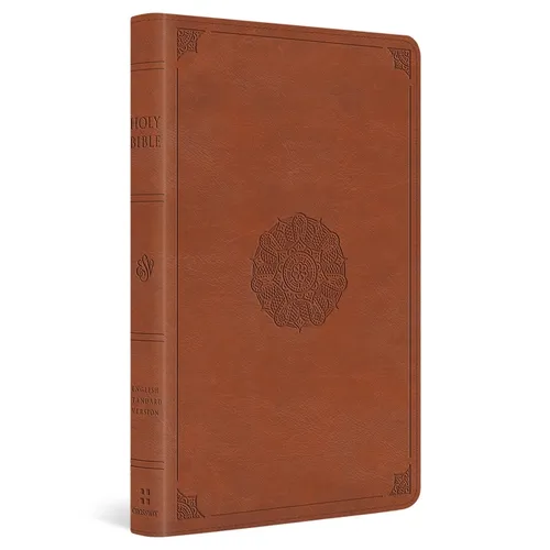 ESV Large Print Thinline Bible (Trutone, English Saddle, Emblem Design) - Imitation Leather