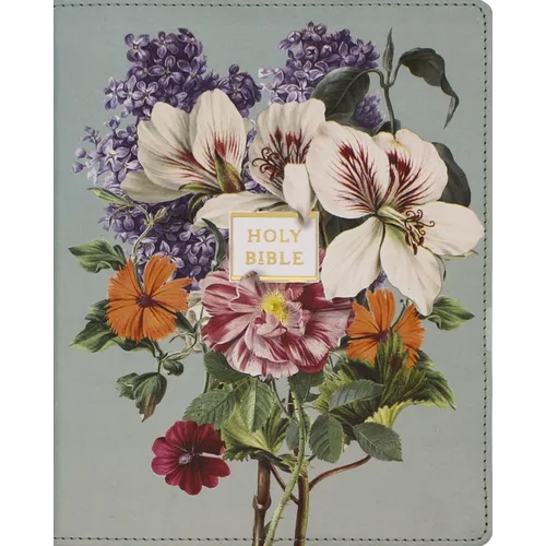 Niv, Artisan Collection Bible, Large Print, Leathersoft, Sage Floral, Red Letter, Comfort Print - Imitation Leather