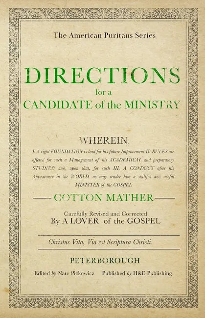 Directions for a Candidate of the Ministry - Paperback
