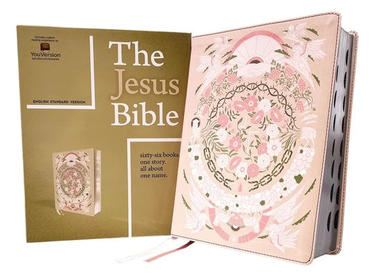 The Jesus Bible Artist Edition, Esv, (with Thumb Tabs to Help Locate the Books of the Bible), Leathersoft, Peach Floral, Thumb Indexed - Imitation Leather