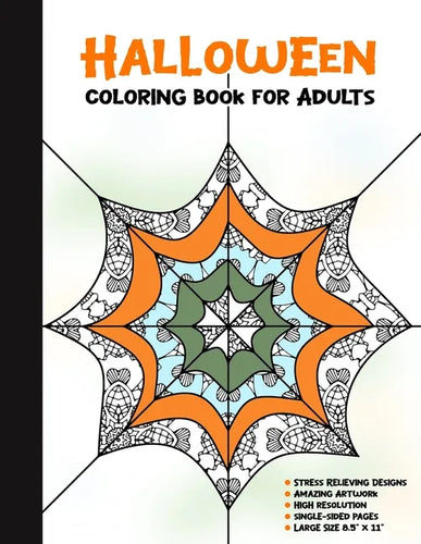 Halloween Coloring Book for Adults: 50 Halloween Illustrations Printed On One Side, Safe For Markers - Fun Craft Activity Gift - Stress Relieving Desi - Paperback
