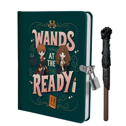 Harry Potter: Wands at the Ready Lock & Key Diary - Hardcover