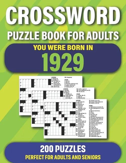 Crossword: You Were Born In 1929: Crossword Puzzles For Adults Specially For Senior Parents And Grandparents Who Were Born In 1929 To Enjoy Holiday - Paperback