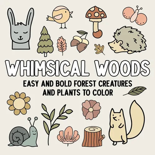 Whimsical Woods: Easy and Bold Forest Creatures and Plants to Color - Paperback