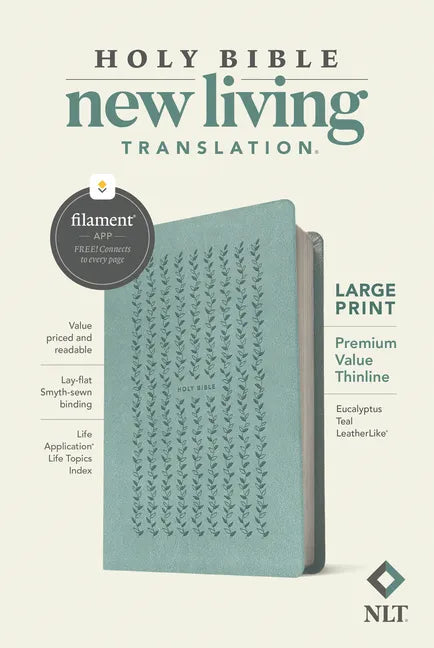 NLT Large Print Premium Value Thinline Bible, Filament Enabled (Leatherlike, Eucalyptus Teal) - Imitation Leather