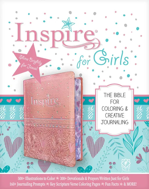 Inspire Bible for Girls NLT (Leatherlike, Pink): The Bible for Coloring & Creative Journaling - Imitation Leather