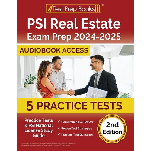 PSI Real Estate Exam Prep 2024-2025: 5 Practice Tests and PSI National License Study Guide [Audiobook Access] - Paperback