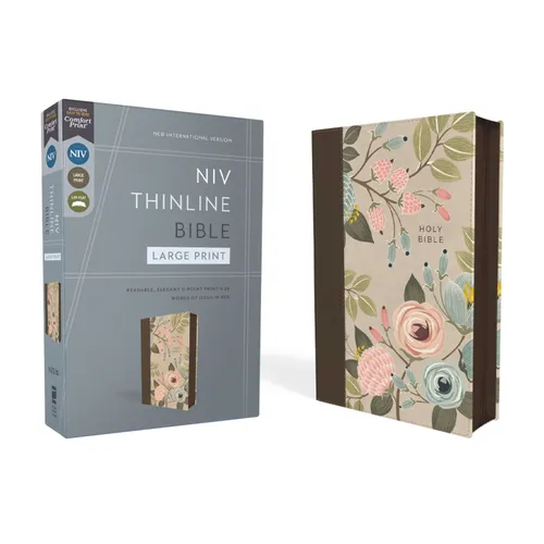 Niv, Thinline Bible, Large Print, Leathersoft, Floral, Zippered, Red Letter, Comfort Print - Imitation Leather