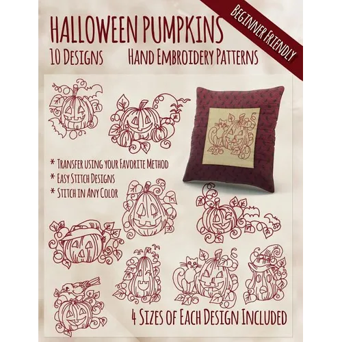 Halloween Pumpkins Hand Embroidery Patterns - Paperback