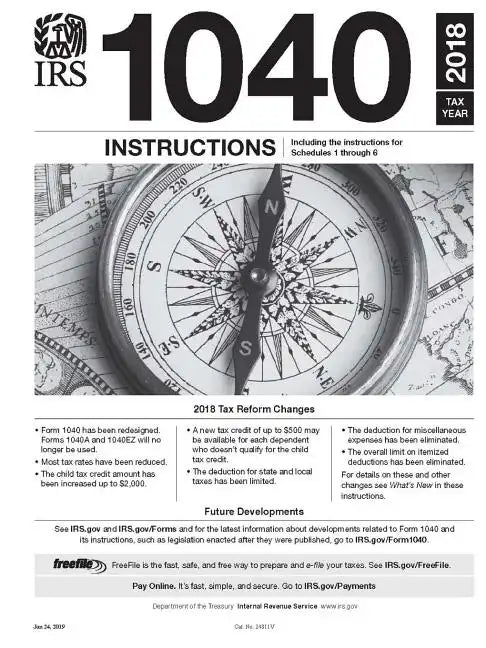 IRS Form 1040 Instructions - Tax year 2018 (Form 1040 included) - Paperback