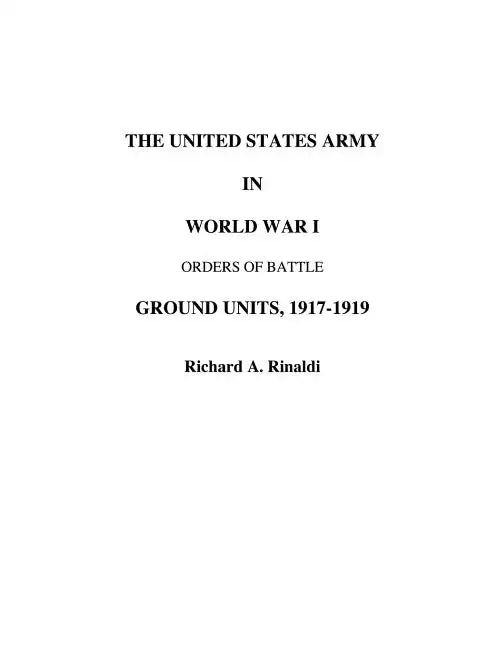 The US Army in World War I - Orders of Battle - Paperback