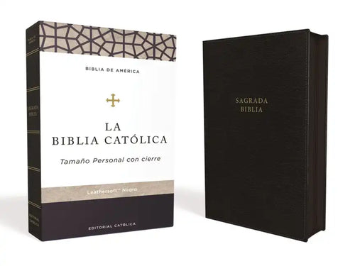 Biblia Católica, Tamaño Personal, Leathersoft, Negra, Con Cierre, Comfort Print - Leather