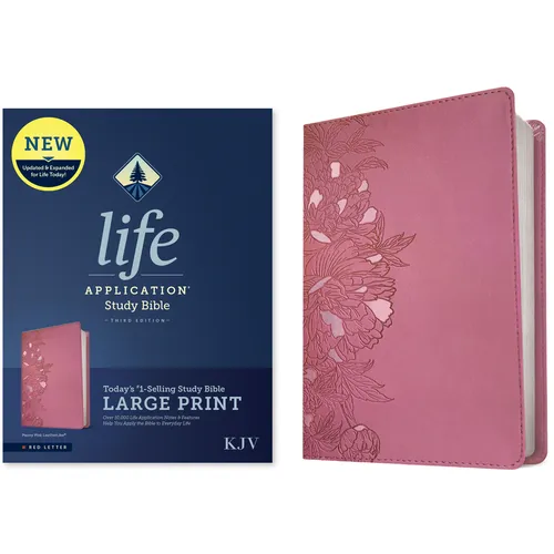 KJV Life Application Study Bible, Third Edition, Large Print (Leatherlike, Peony Pink, Red Letter) - Imitation Leather