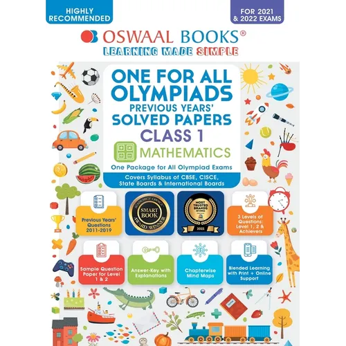 Oswaal One for All Olympiad Previous Years Solved Papers, Class-1 Mathematics Book (For 2021-22 Exam) - Paperback