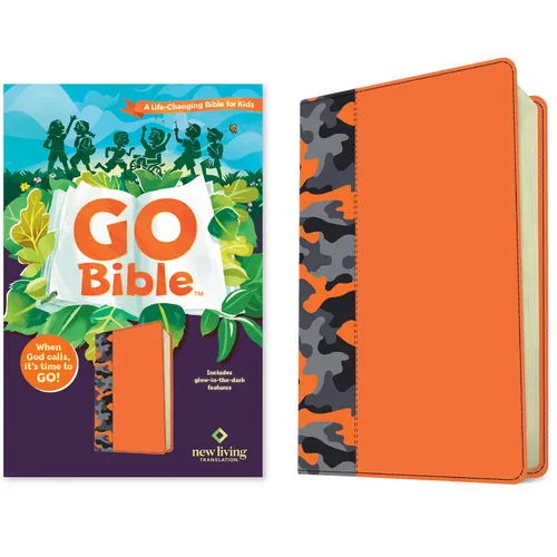 NLT Go Bible for Kids (with Glow-In-The-Dark Features) (Leatherlike, Orange Camo): A Life-Changing Bible for Kids - Imitation Leather