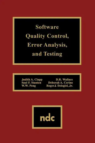 Software Quality Control, Error, Analysis - Hardcover