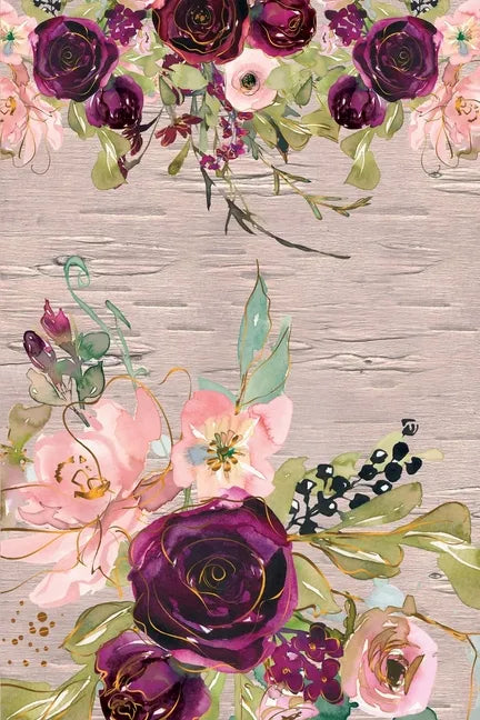 Notebook: Pretty Pink & Purple Roses 120 Page - Paperback