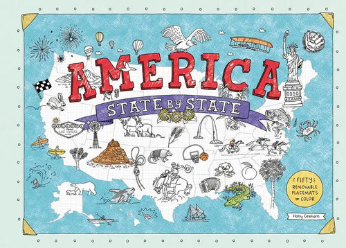 America State by State: Fifty Removable Placemats to Color - Paperback