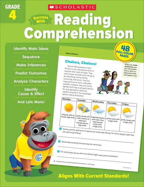 Scholastic Success with Reading Comprehension Grade 4 Workbook - Paperback