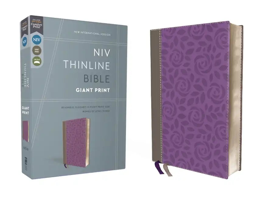 NIV, Thinline Bible, Giant Print, Imitation Leather, Gray/Purple, Red Letter Edition - Imitation Leather