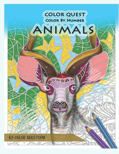 Color Quest Color by Number Animals: Jumbo Adult Coloring Book for Stress Relief - Paperback
