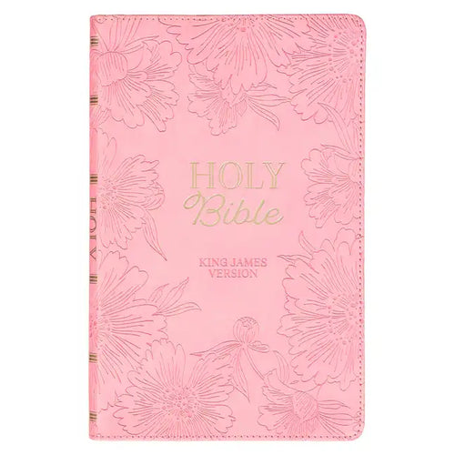 KJV Holy Bible, Gift Edition King James Version, Faux Leather Flexible Cover, Light Pink Floral - Leather