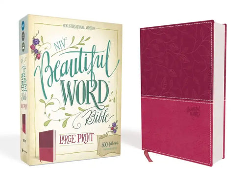NIV, Beautiful Word Bible, Large Print, Imitation Leather, Pink: 500 Full-Color Illustrated Verses - Imitation Leather