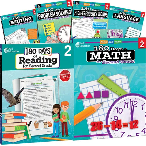 180 Days(tm) Reading, High-Frequency Words, Math, Problem Solving, Writing, & Language for Grade 2: 6-Book Set: Practice, Assess, Diagnose - Paperback