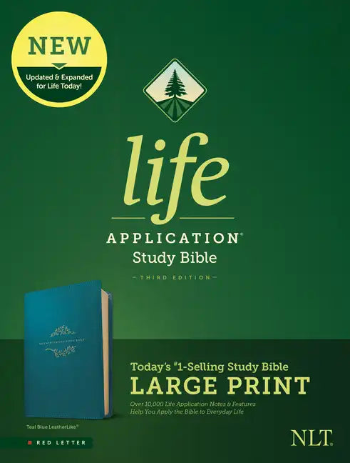 NLT Life Application Study Bible, Third Edition, Large Print (Leatherlike, Teal Blue) - Imitation Leather