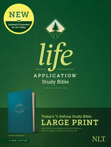 NLT Life Application Study Bible, Third Edition, Large Print (Leatherlike, Teal Blue) - Imitation Leather