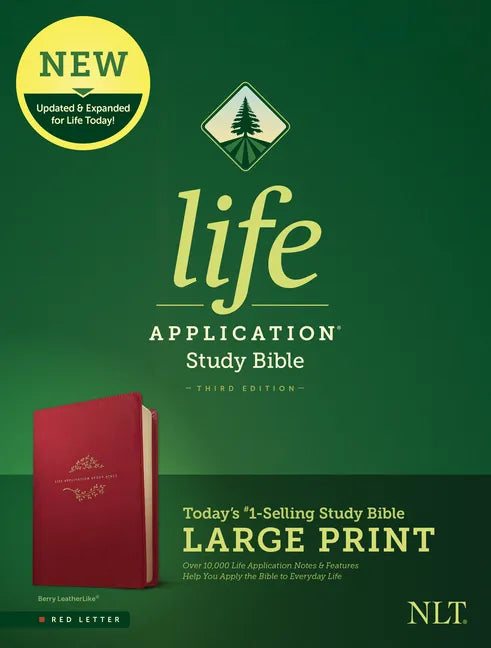 NLT Life Application Study Bible, Third Edition, Large Print (Red Letter, Leatherlike, Berry) - Imitation Leather