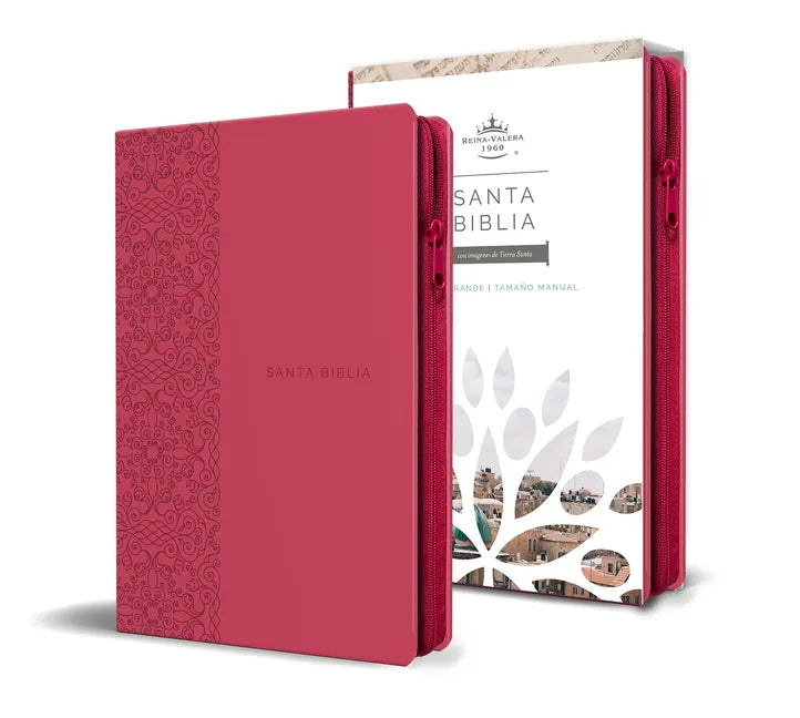 Biblia Reina Valera 1960 Letra Grande. Símil Piel Fucsia, Cremallera, Tamaño Manual / Spanish Holy Bible Rvr 1960. Handy Size, Large Print, Leathersof - Paperback