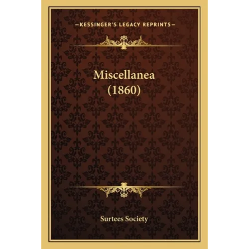 Miscellanea (1860) - Paperback