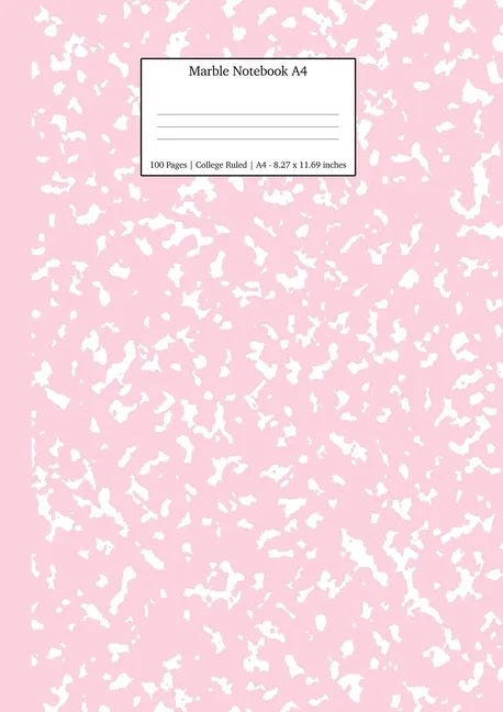 Marble Notebook A4: Pastel Pink College Ruled Journal - Paperback