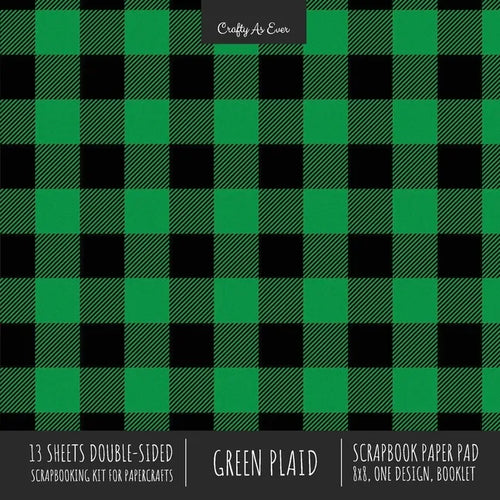 Green Plaid Scrapbook Paper Pad 8x8 Decorative Scrapbooking Kit for Cardmaking Gifts, DIY Crafts, Printmaking, Papercrafts, Check Pattern Designer Pap - Paperback