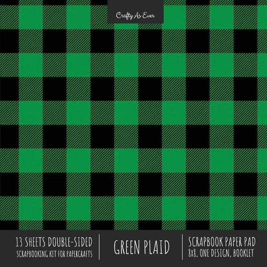 Green Plaid Scrapbook Paper Pad 8x8 Decorative Scrapbooking Kit for Cardmaking Gifts, DIY Crafts, Printmaking, Papercrafts, Check Pattern Designer Pap - Paperback