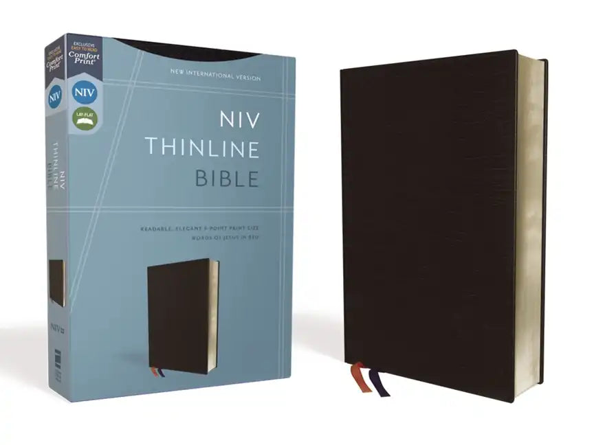 NIV, Thinline Bible, Bonded Leather, Black, Red Letter Edition - Bonded Leather
