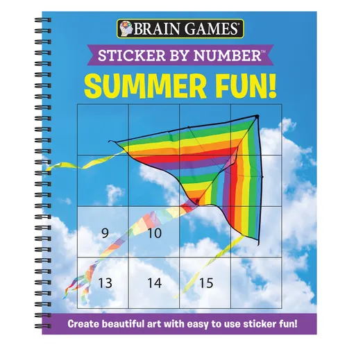 Brain Games - Sticker by Number: Summer Fun! (Easy - Square Stickers): Create Beautiful Art with Easy to Use Sticker Fun! - Spiral