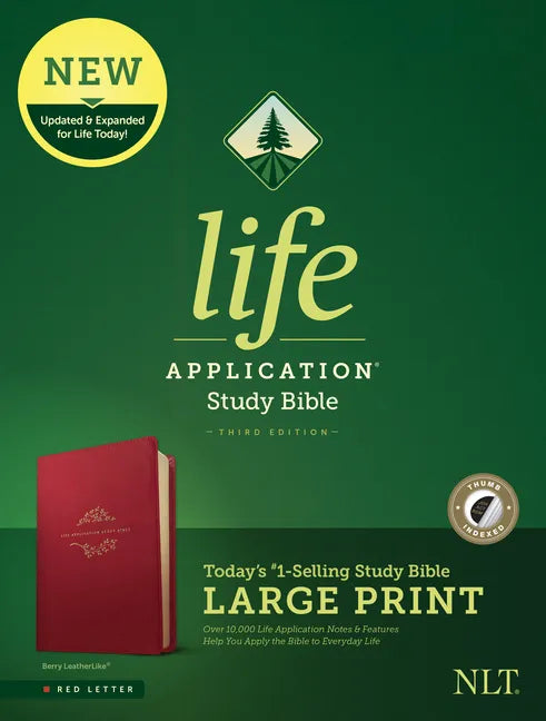 NLT Life Application Study Bible, Third Edition, Large Print (Red Letter, Leatherlike, Berry, Indexed) - Imitation Leather