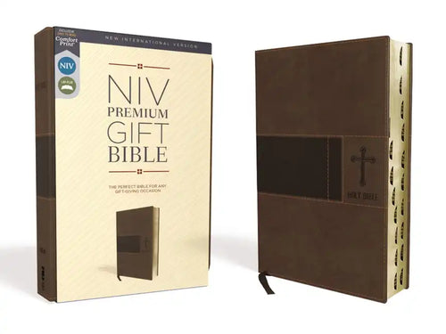 Niv, Premium Gift Bible, Leathersoft, Brown, Red Letter Edition, Indexed, Comfort Print - Imitation Leather